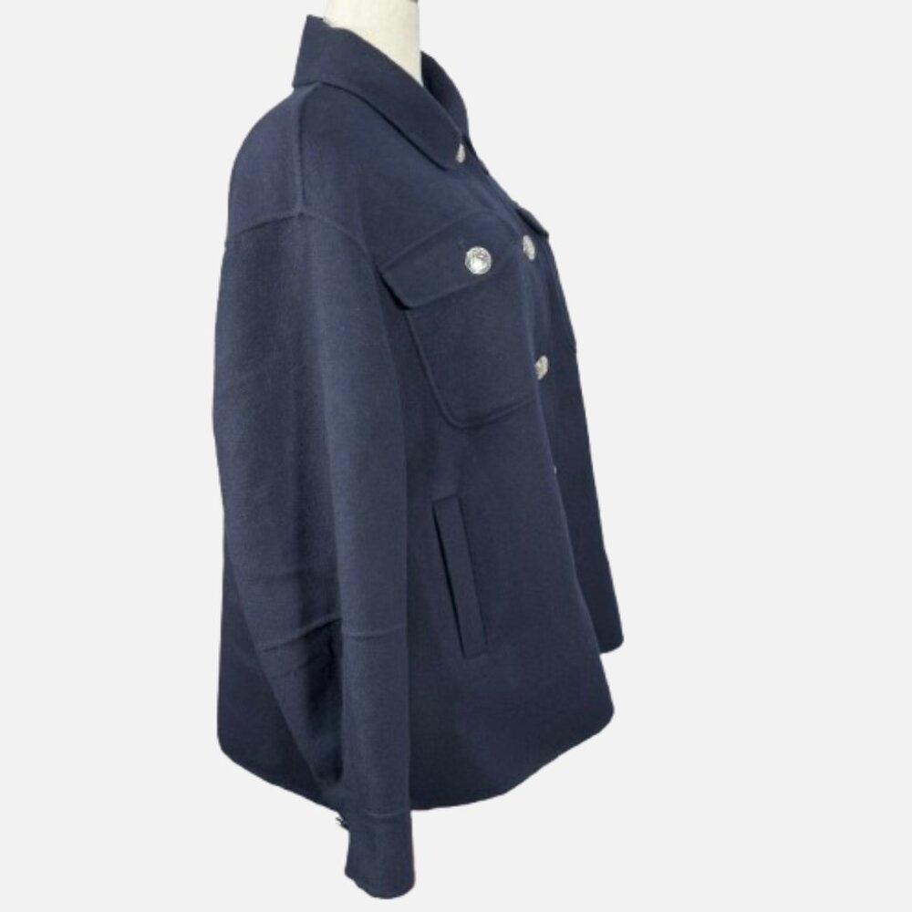 Tommy Hilfiger ICONS Wool Blend Navy Silver Crest Buttons Shacket Jacket (SZ 46) - Picture 9 of 16
